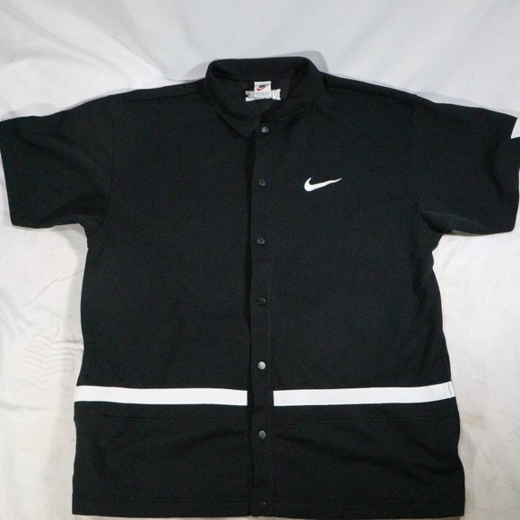 Nike Other - NIKE Vintage 90s Oversize Black/White Snap Button Jersey Shirt XL